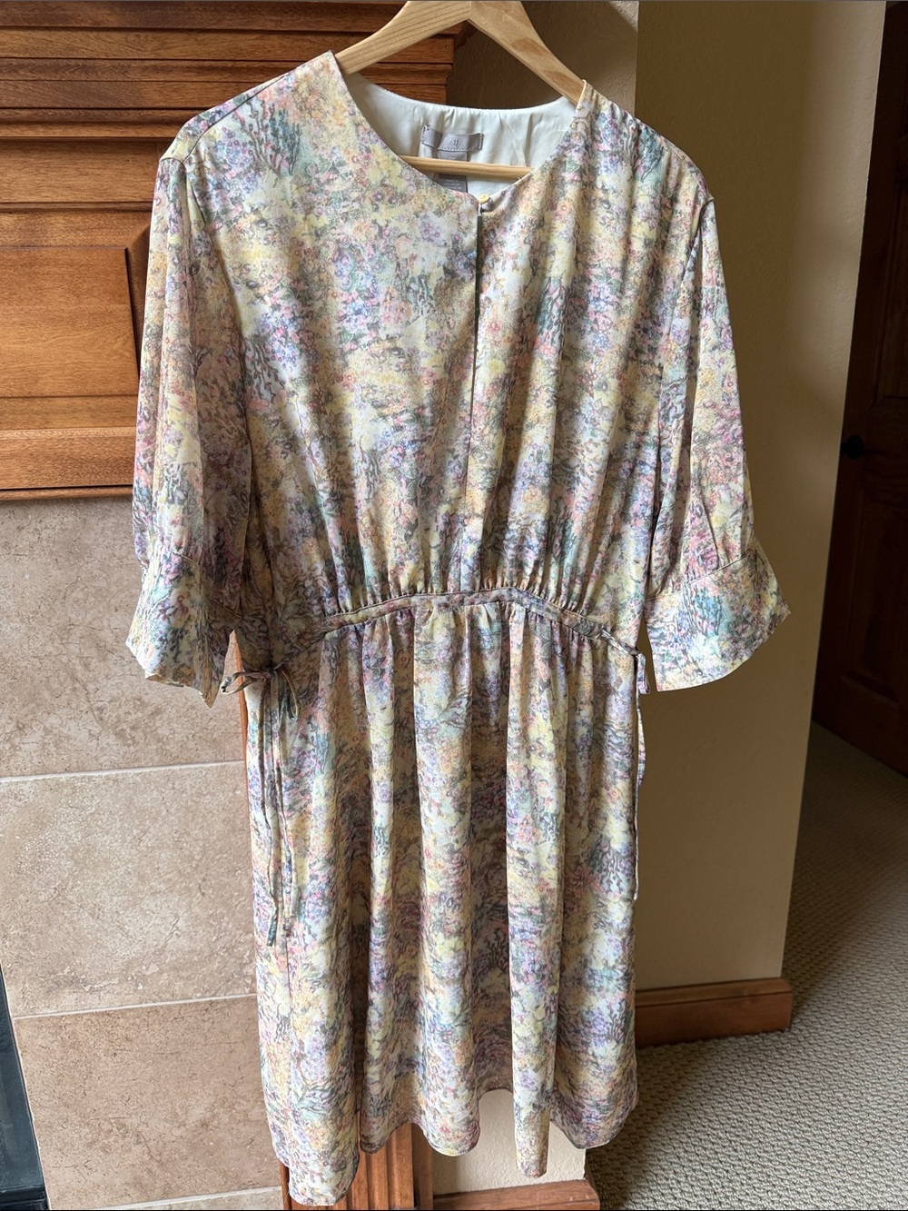 H&M Pastel Floral Tie-Waist Dress